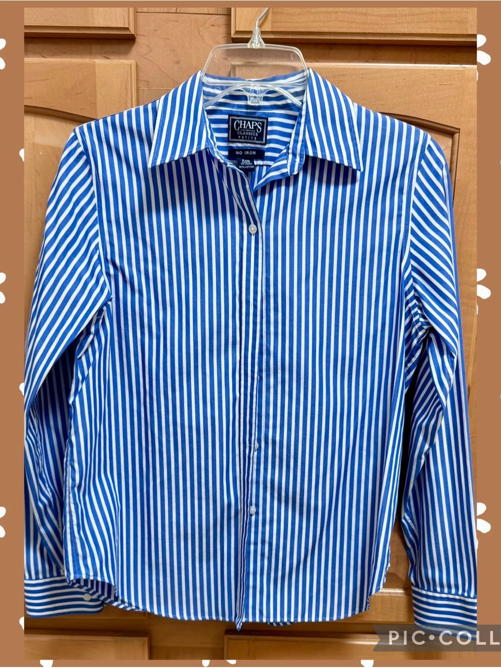 Chaps Blue & White Vertical Stripe Button-Down Shirt